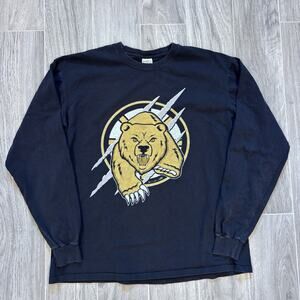 Vintage Boston Bruins Bear Logo Long Sleeve T Shirt Mens XL Faded Black 90s USA